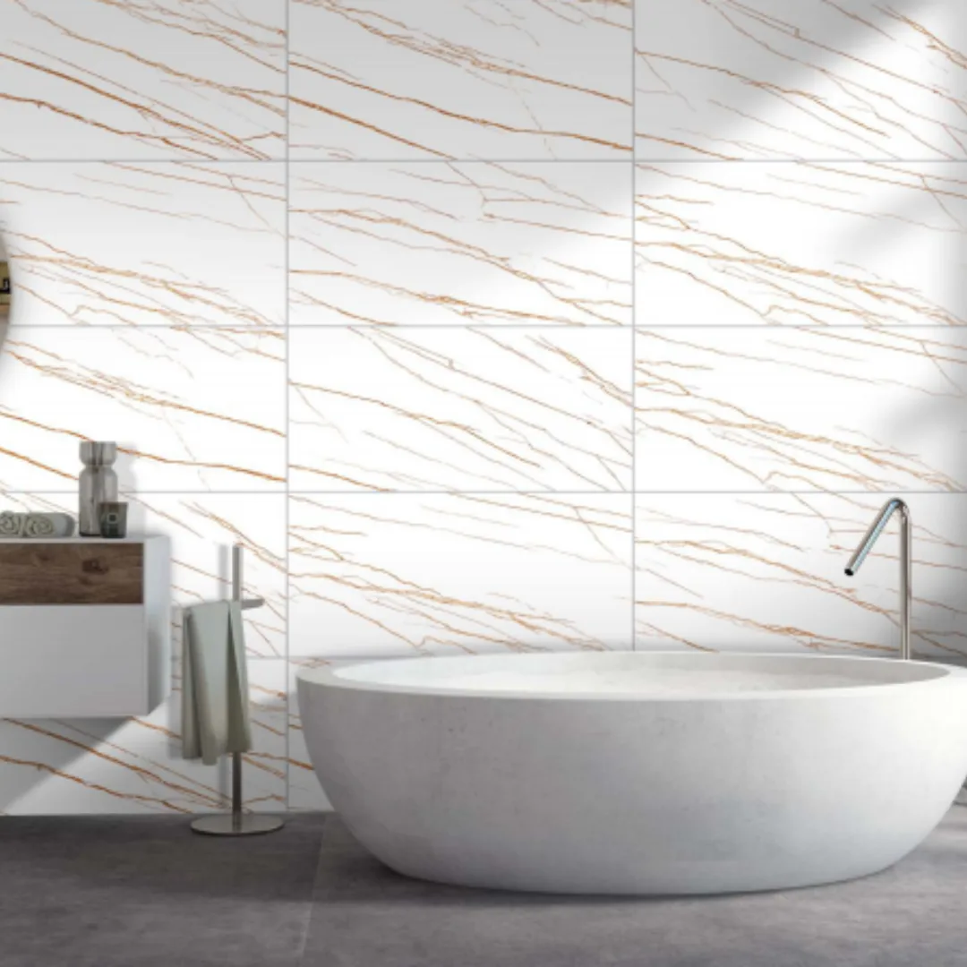 Italica PCR - Marquina Gold White, marble-look wall tile for bathroom